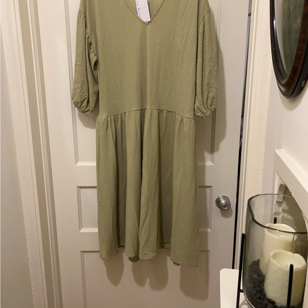 Elegant Long Sleeve Olive Dress